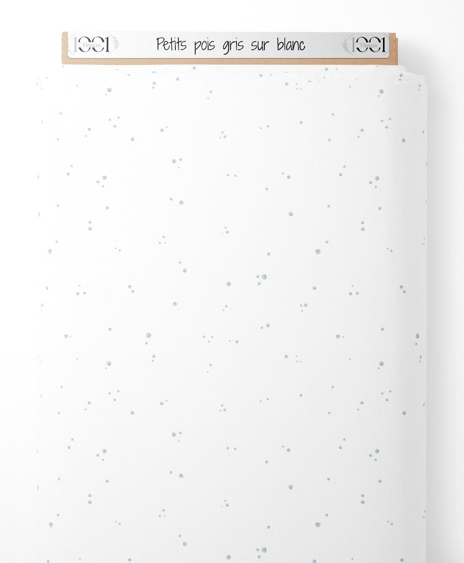 Tissu - Petits pois gris sur blanc
