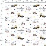 Tissu - Véhicules jouets et briques