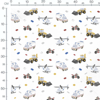 Tissu - Véhicules jouets et briques