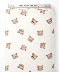 Tissu - Ours marron sur fond blanc 2
