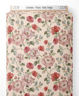 Tissu - Grandes fleurs sur fond beige