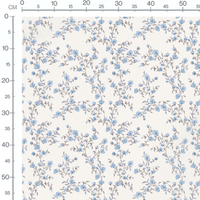 Tissu - Roses bleues sur fond beige