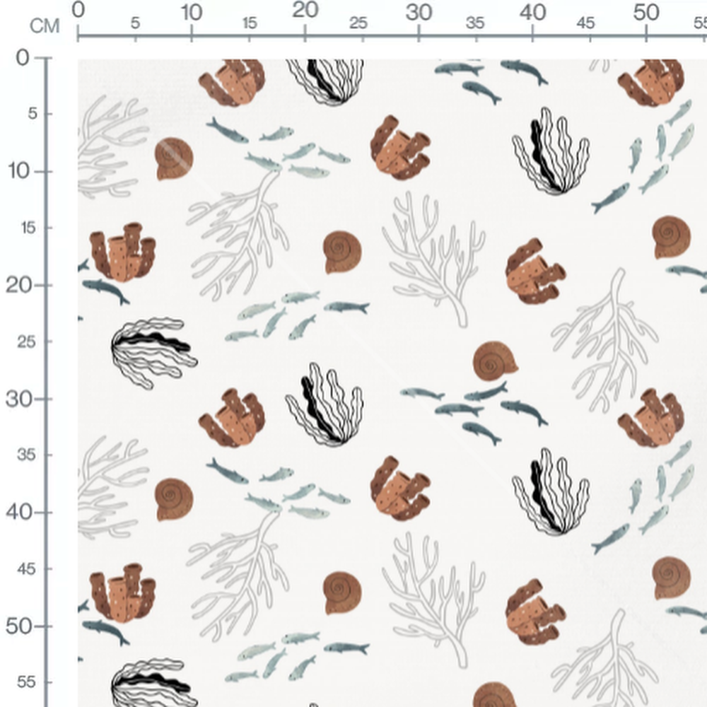 Tissu - Coraux et poissons marins