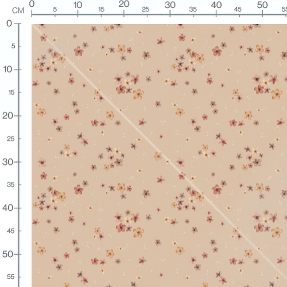 Tissu - Fleurs roses sur beige doux