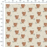 Tissu - Têtes de renards mignons