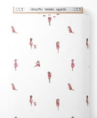 Tissu - Silhouettes familiales aquarelle