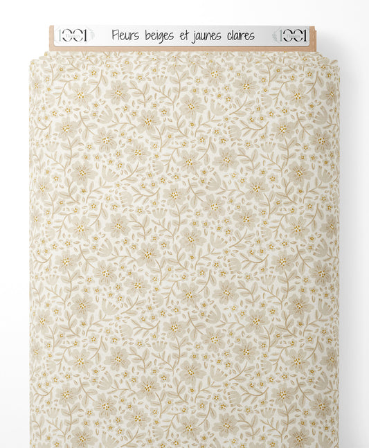 Tissu - Fleurs beiges et jaunes claires