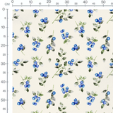 Tissu - Baies bleues sur fond crème 3