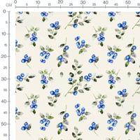 Tissu - Baies bleues sur fond crème 3