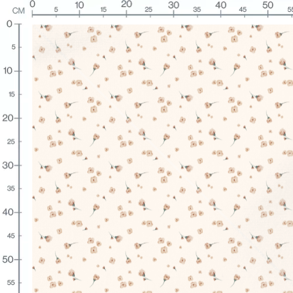 Tissu - Fleurs beige sur fond crème