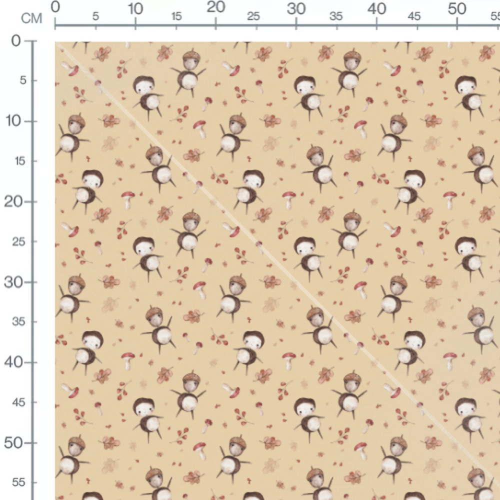 Tissu - Glands marron et champignons