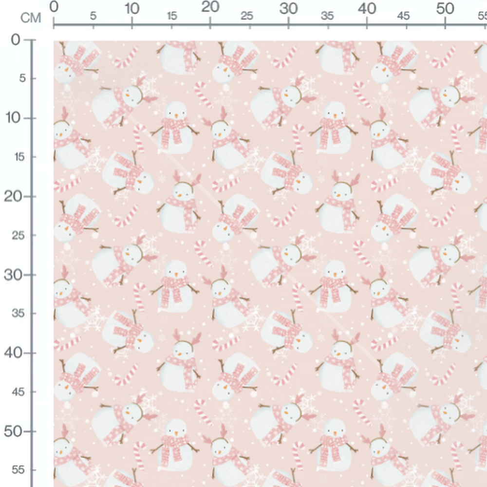 Tissu - Bonhommes de neige et cannes