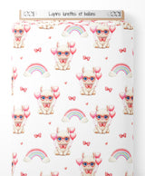Tissu - Lapins lunettes et ballons