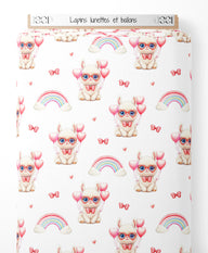 Tissu - Lapins lunettes et ballons