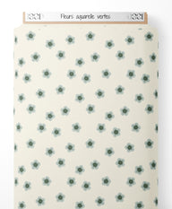 Tissu - Fleurs aquarelle vertes