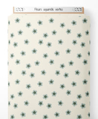 Tissu - Fleurs aquarelle vertes