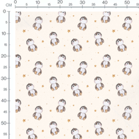 Tissu - Pingouins sur fond beige