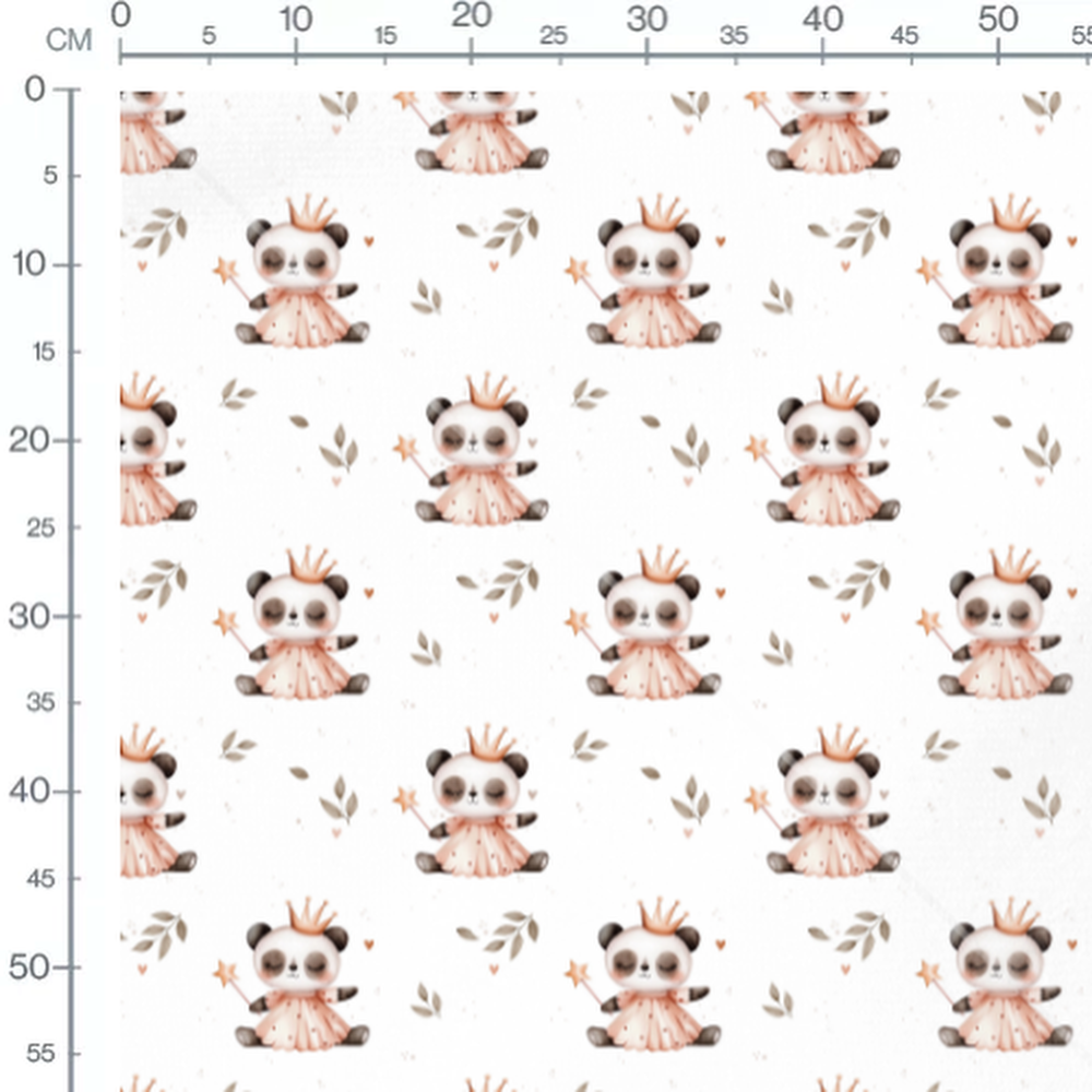 Tissu - Pandas princesse avec couronne