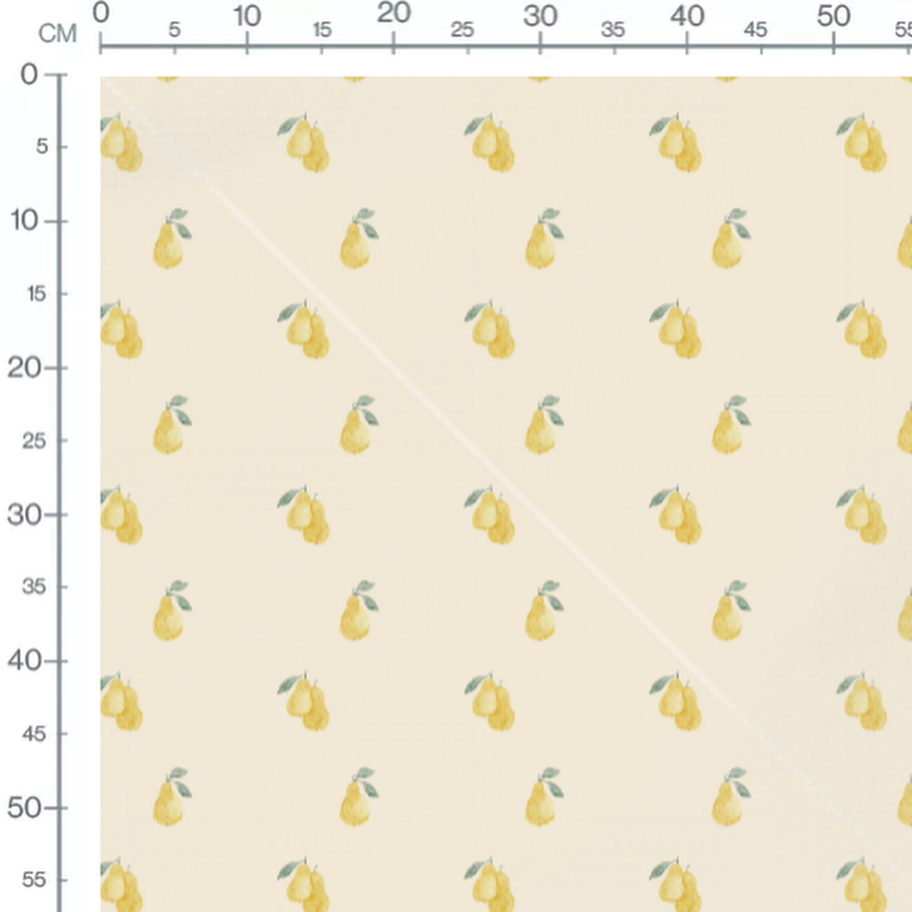 Tissu - Poires jaunes et feuilles vertes 2