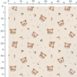Tissu - Oursons et champignons beige