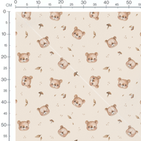 Tissu - Oursons et champignons beige