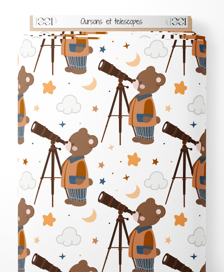 Tissu - Oursons et télescopes