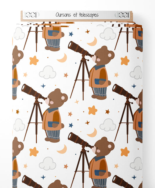 Tissu - Oursons et télescopes