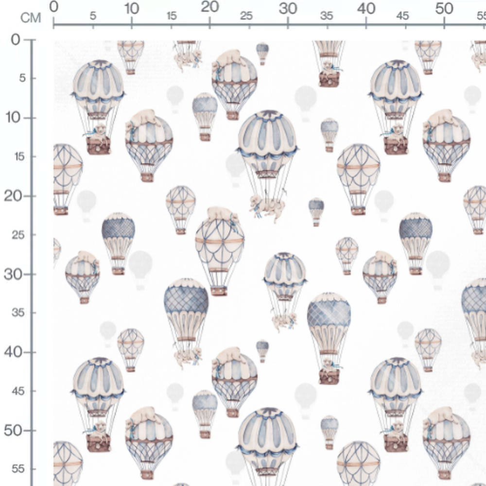 Tissu - Chiots sur montgolfières beige