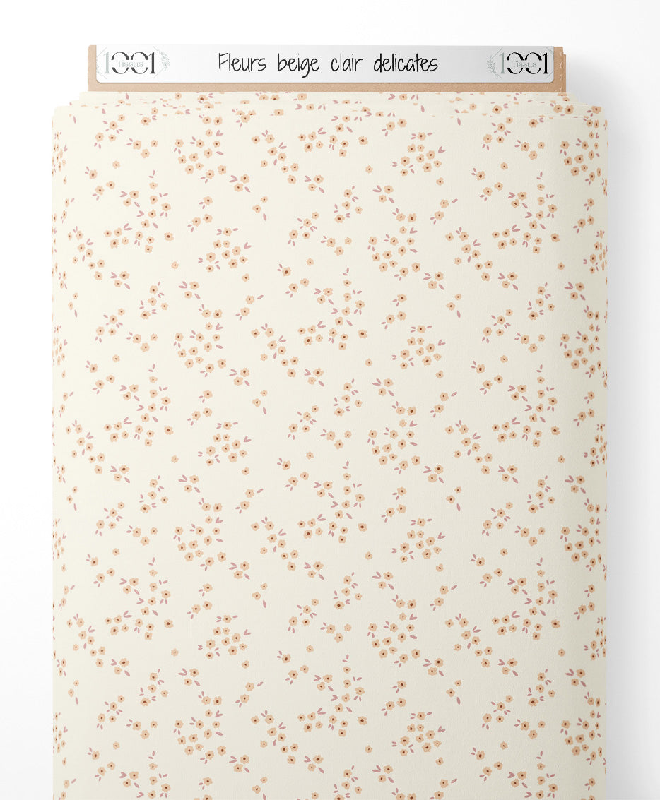 Tissu - Fleurs beige clair délicates