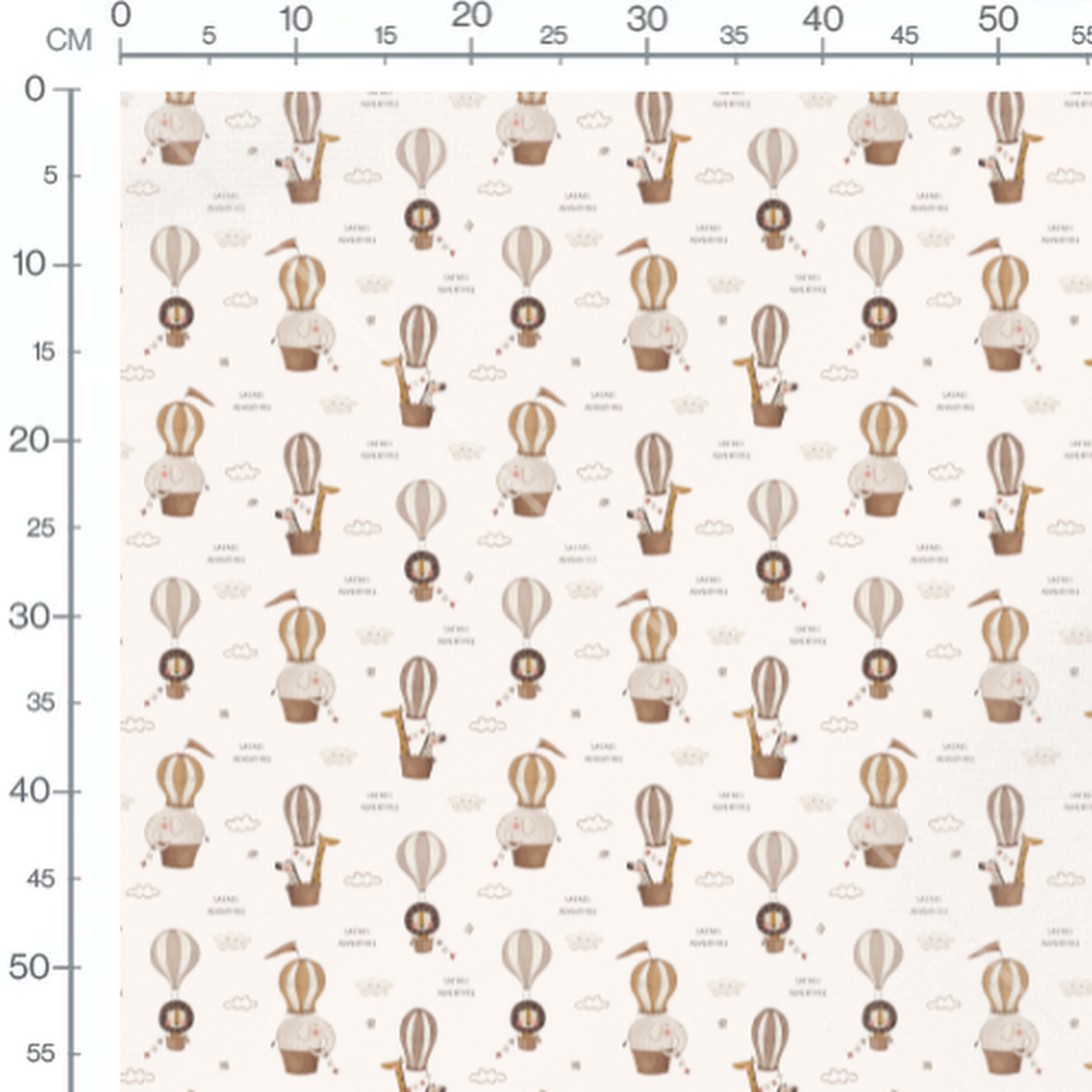 Tissu - Montgolfières animaux safari