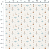 Tissu - Baleines et bateaux marins