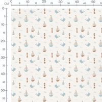 Tissu - Baleines et bateaux marins