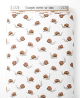 Tissu - Escargots marron sur blanc