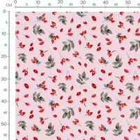 Tissu - Baies rouges et feuilles vertes