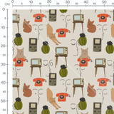 Tissu - Chats et objets vintage