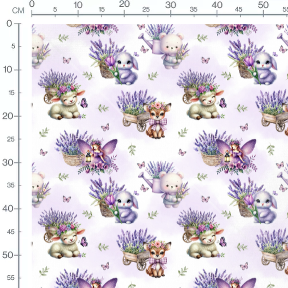 Tissu - Animaux et lavande