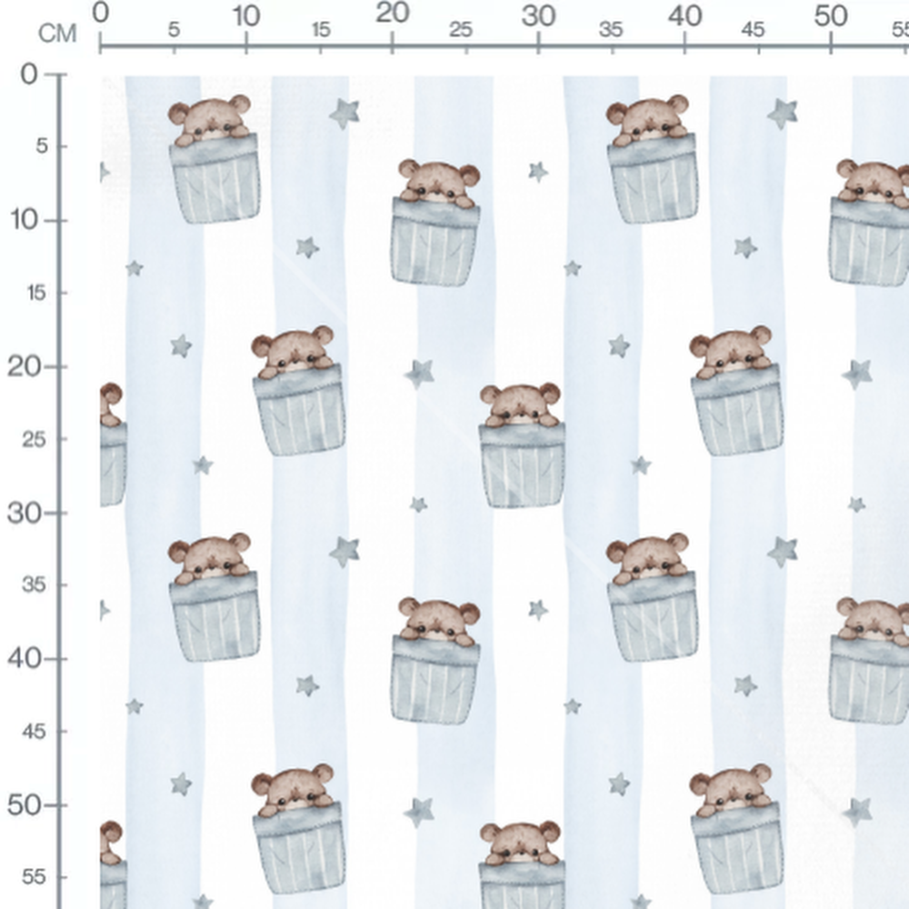 Tissu - Oursons bruns et étoiles grises