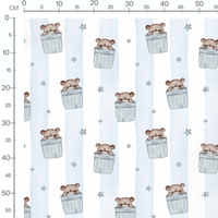 Tissu - Oursons bruns et étoiles grises