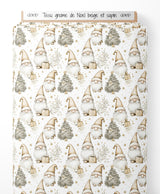 Tissu - gnome de Noel beige et sapin