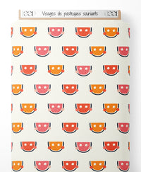 Tissu - Visages de pastèques souriants