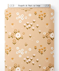 Tissu - Bouquets de fleurs sur beige