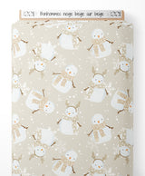 Tissu - Bonhommes neige beige sur beige