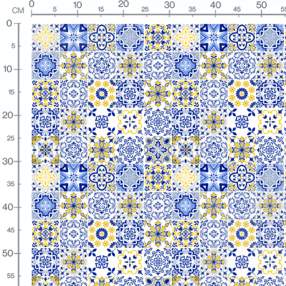 Tissu - Carreaux floraux riches
