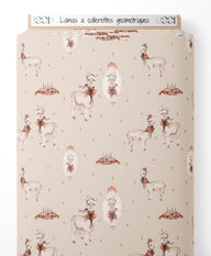 Tissu - Lamas à collerettes géométriques