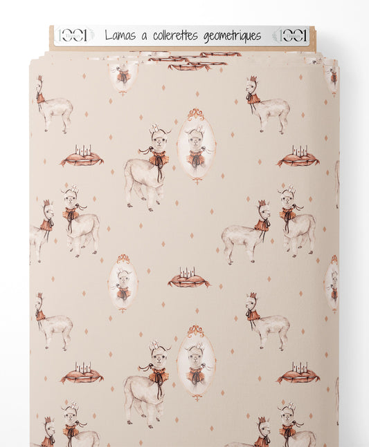 Tissu - Lamas à collerettes géométriques