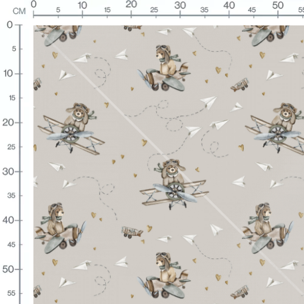Tissu - Animaux aviateurs sur beige 2