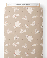 Tissu - Animaux beige et blanc