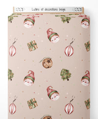Tissu - Lutins et décorations beige
