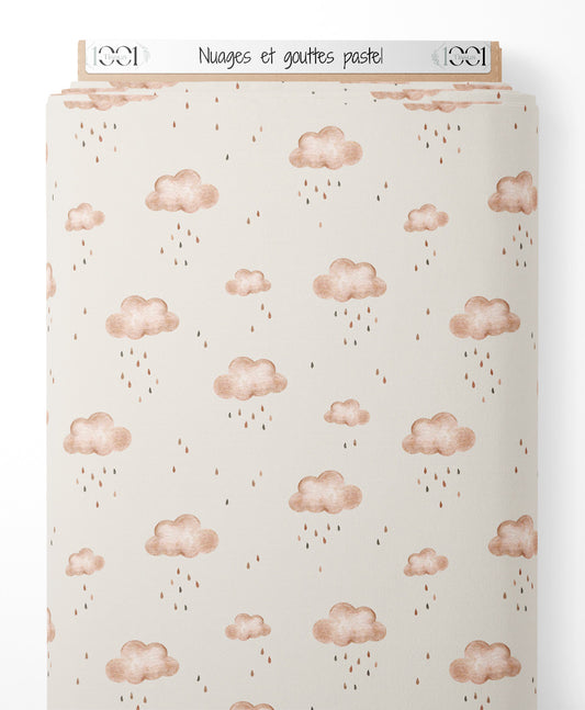 Tissu - Nuages et gouttes pastel