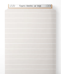 Tissu - Rayures blanches sur beige